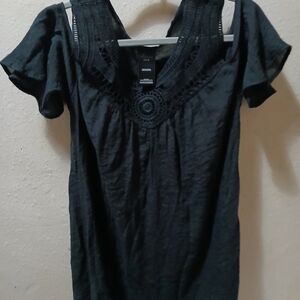 Catalina Elegant Black Crochet Blouse Lace Size 8 To 10 Excellent Condition